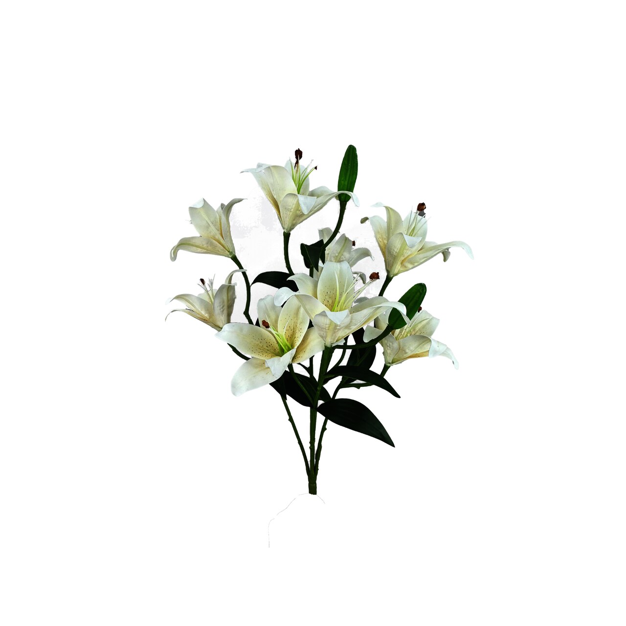 21" Artificial Cream Lily Bush – 9 Head Faux Lilies for DIY Floral Arrangements-35148CM